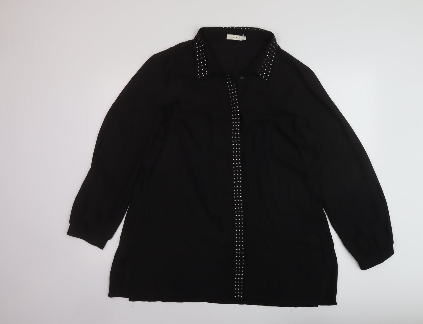 Womens UK Size 20 MICHA Black Basic Button-Up