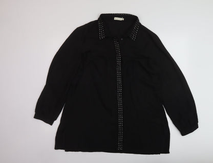Womens UK Size 20 MICHA Black Basic Button-Up