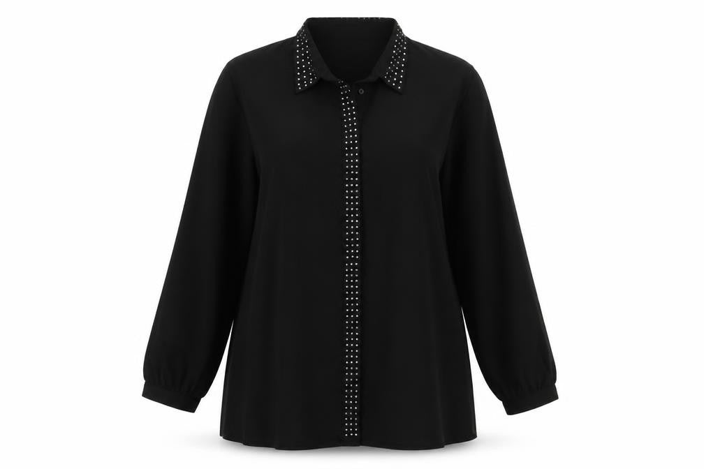 Womens UK Size 20 MICHA Black Basic Button-Up