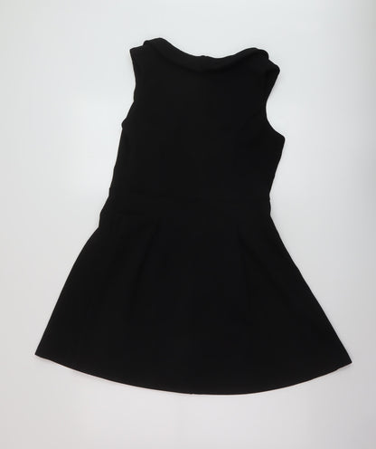 NEXT Womens Black Polyester A-Line Size 10 Round Neck Zip