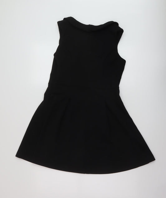NEXT Womens Black Polyester A-Line Size 10 Round Neck Zip