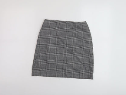 Marks and Spencer Womens Grey Plaid Polyester Mini Skirt Size 6