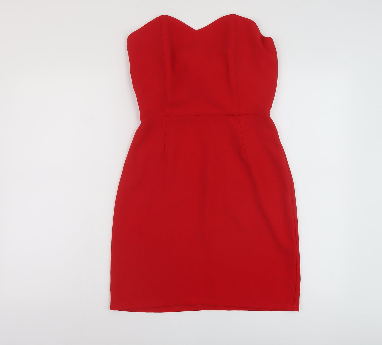 Love Womens Red Polyester Mini Size S V-Neck Zip