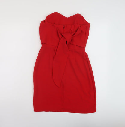 Love Womens Red Polyester Mini Size S V-Neck Zip