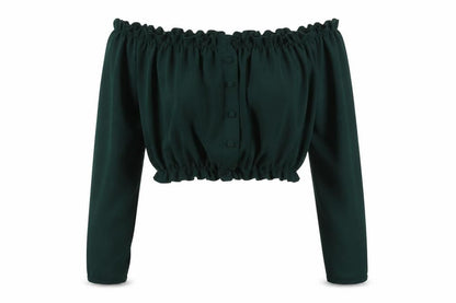 Womens UK Size 6 New Look Green Cropped Blouse