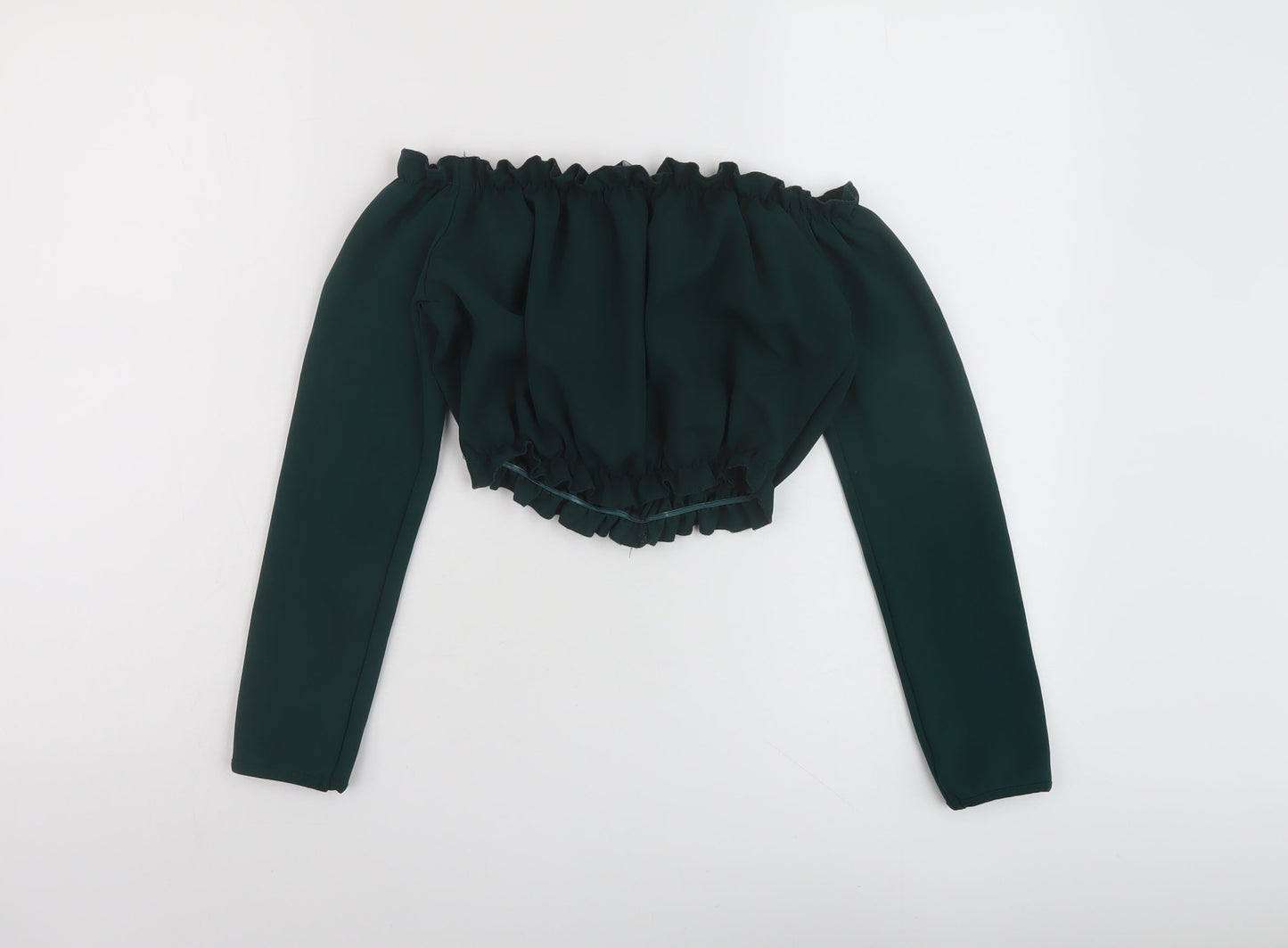 Womens UK Size 6 New Look Green Cropped Blouse