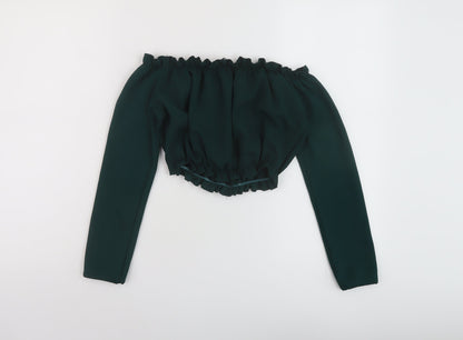 Womens UK Size 6 New Look Green Cropped Blouse