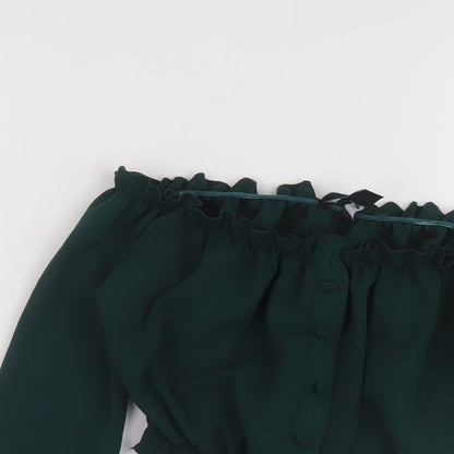 Womens UK Size 6 New Look Green Cropped Blouse