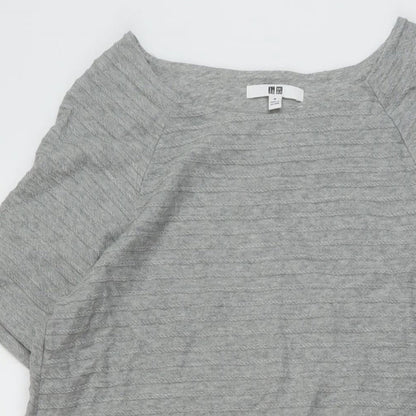 Uniqlo Womens Grey Cotton A-Line Size M Round Neck Pullover