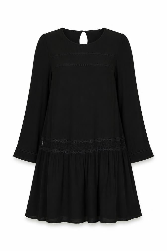 H&M Womens Black Viscose A-Line Size 8 Round Neck Button