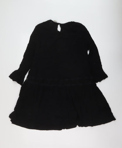 H&M Womens Black Viscose A-Line Size 8 Round Neck Button
