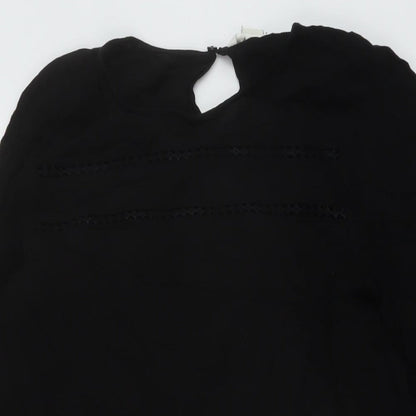 H&M Womens Black Viscose A-Line Size 8 Round Neck Button