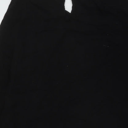 H&M Womens Black Viscose A-Line Size 8 Round Neck Button