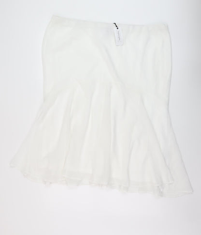 Nightingales Womens White Polyester A-Line Skirt Size 24