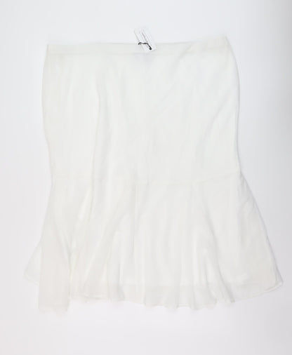 Nightingales Womens White Polyester A-Line Skirt Size 24