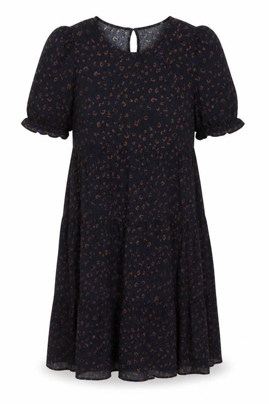 Apricot Womens Blue Animal Print Viscose A-Line Size 14 Round Neck Button