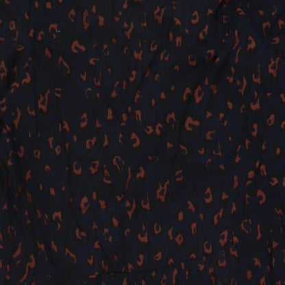 Apricot Womens Blue Animal Print Viscose A-Line Size 14 Round Neck Button