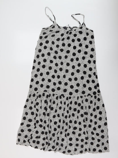 Marks and Spencer Womens Black Polka Dot Viscose A-Line Size 10 Round Neck Pullover