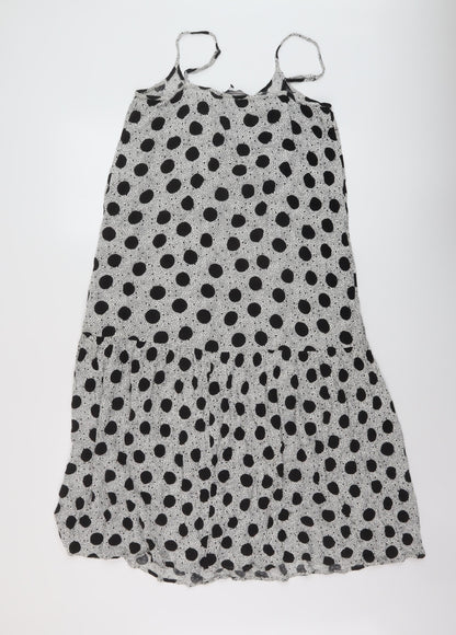 Marks and Spencer Womens Black Polka Dot Viscose A-Line Size 10 Round Neck Pullover
