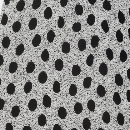 Marks and Spencer Womens Black Polka Dot Viscose A-Line Size 10 Round Neck Pullover