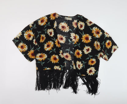 Hearts & Bows Womens Black Floral Viscose Cover Up Size M