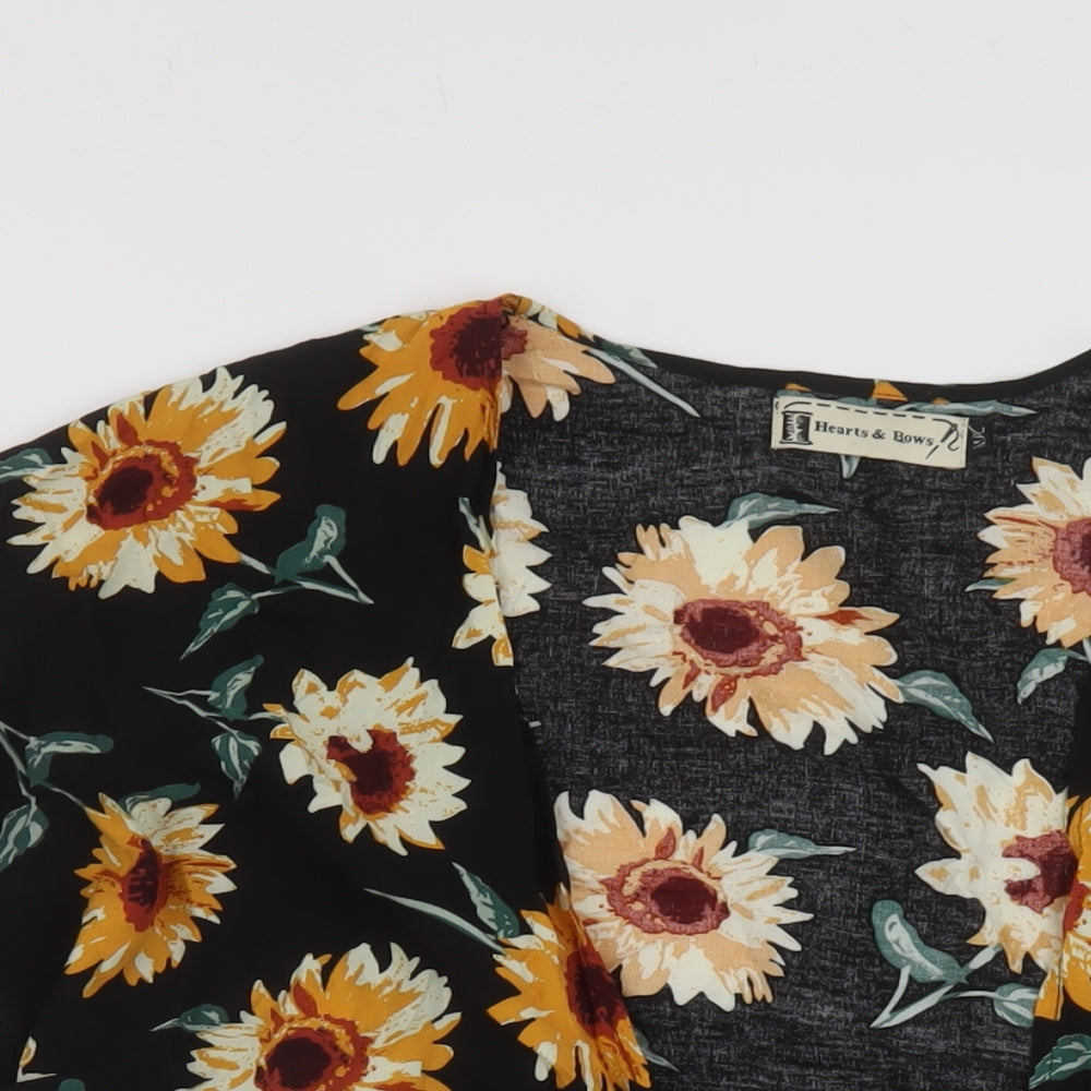 Hearts & Bows Womens Black Floral Viscose Cover Up Size M