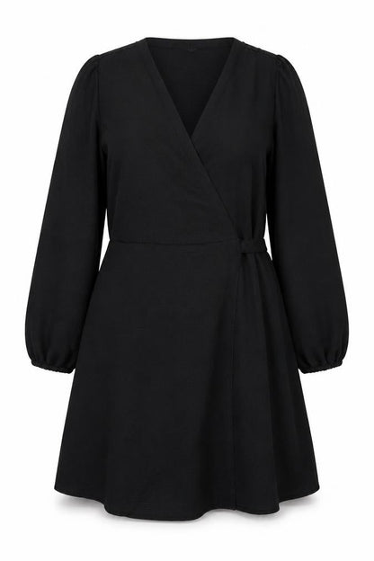 VERO MODA Womens Black Polyester Wrap Dress Size 22 V-Neck Tie