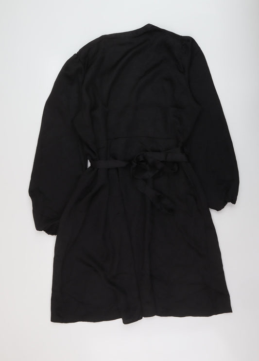 VERO MODA Womens Black Polyester Wrap Dress Size 22 V-Neck Tie