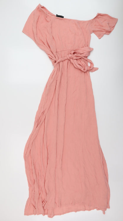 ASOS Womens Pink Viscose Maxi Size 10 One Shoulder Pullover