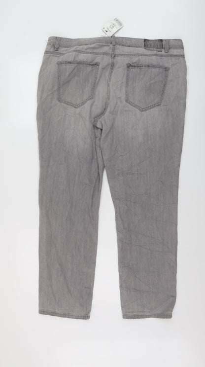 NEXT Womens Grey Cotton Straight Jeans Size 16 L27 in Regular Button