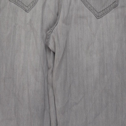 NEXT Womens Grey Cotton Straight Jeans Size 16 L27 in Regular Button