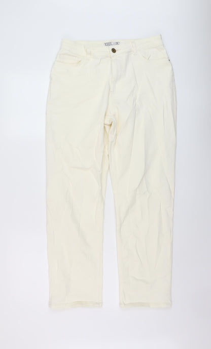 365 Denim Womens Ivory Cotton Straight Jeans Size 14 L28 in Regular Button