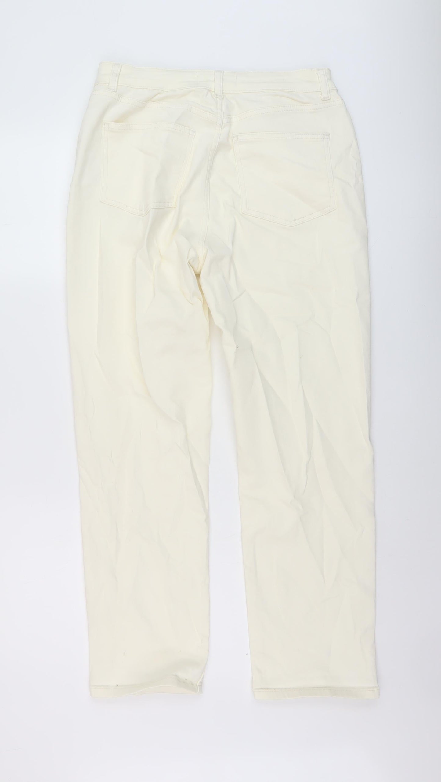 365 Denim Womens Ivory Cotton Straight Jeans Size 14 L28 in Regular Button