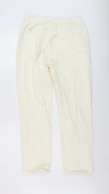 365 Denim Womens Ivory Cotton Straight Jeans Size 14 L28 in Regular Button