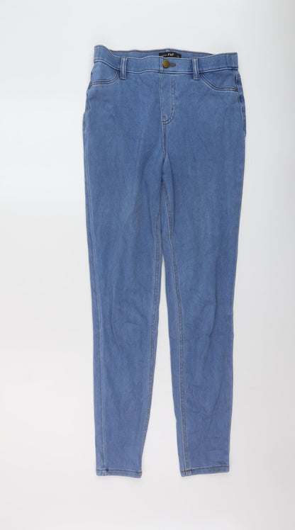 F&F Womens Blue Cotton Jegging Jeans Size 8 L28 in Regular Button