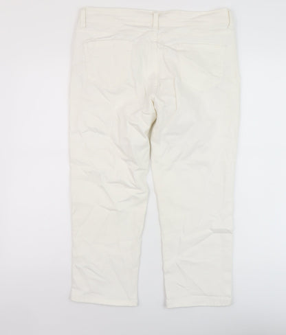 CREW Womens White Cotton Capri Jeans Size 14 L22 in Regular Button