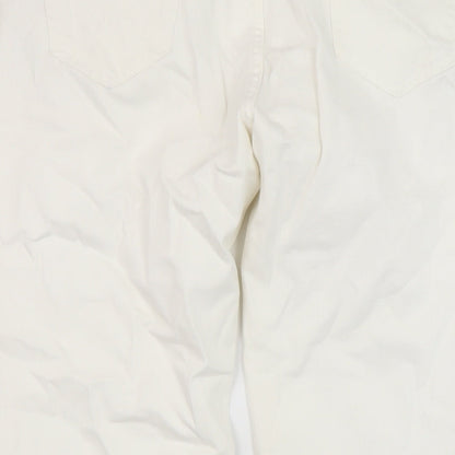 CREW Womens White Cotton Capri Jeans Size 14 L22 in Regular Button
