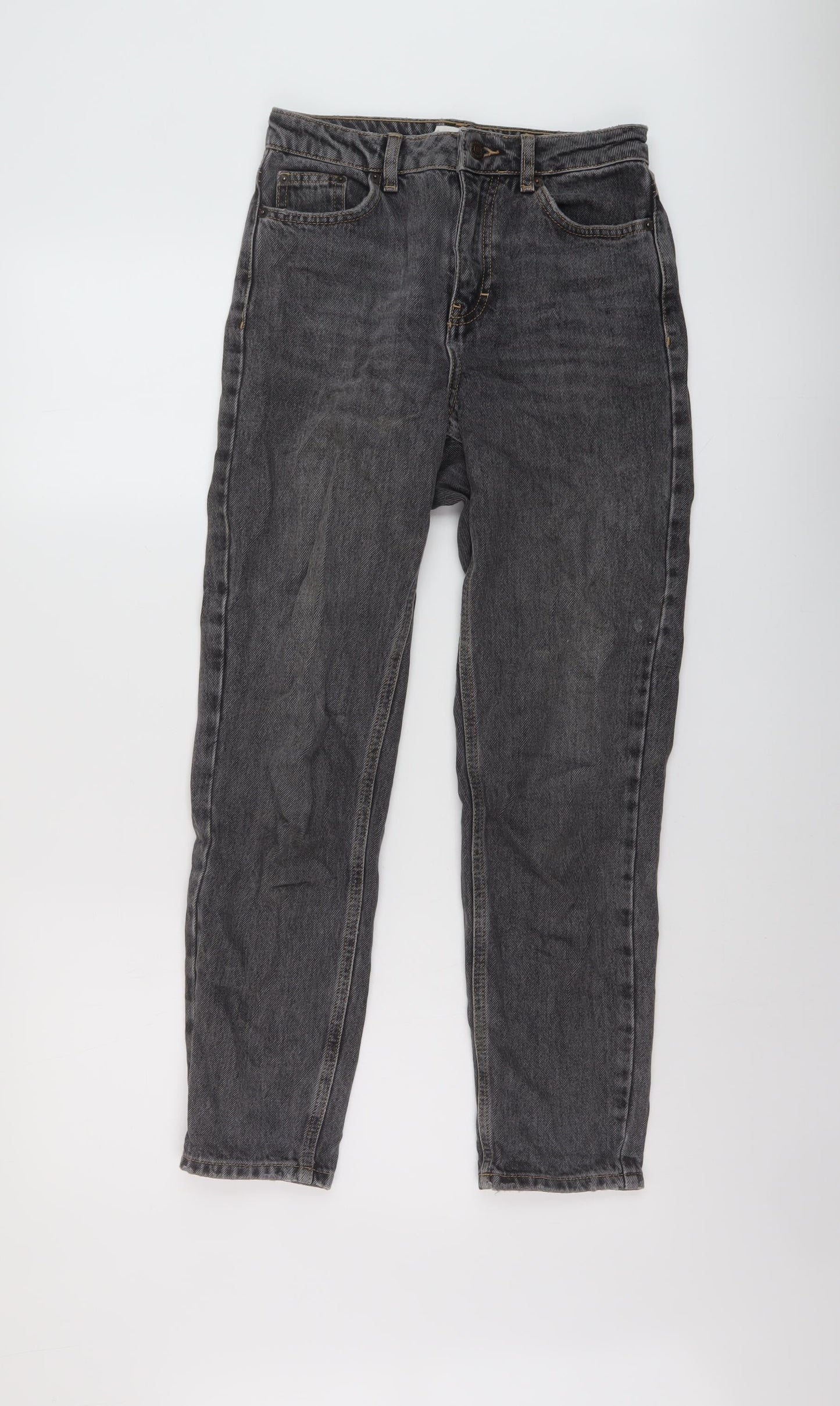 Topshop Womens Grey Cotton Mom Jeans Size 25 in L27 in Regular Button