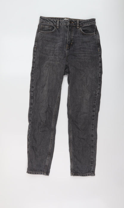 Topshop Womens Grey Cotton Mom Jeans Size 25 in L27 in Regular Button