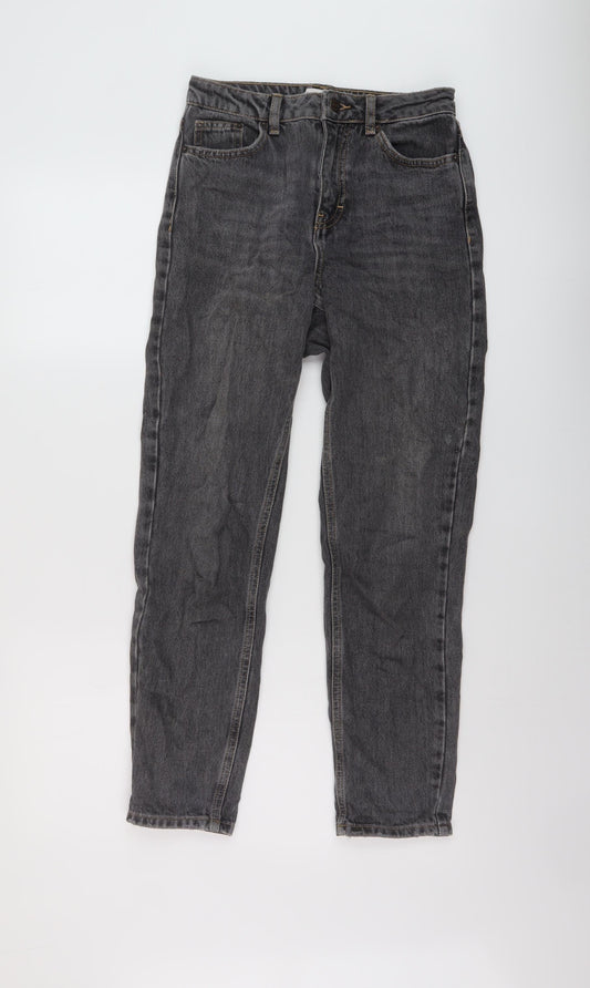 Topshop Womens Grey Cotton Mom Jeans Size 25 in L27 in Regular Button