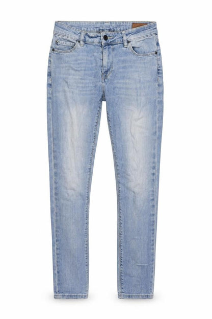 Front view of ASOS women’s blue cotton skinny jeans, size UK 28, in, 28-inch leg regular button