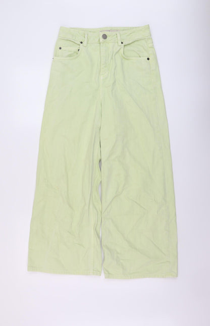 ASOS Womens Green Cotton Wide-Leg Jeans Size 26 in L25 in Regular Button