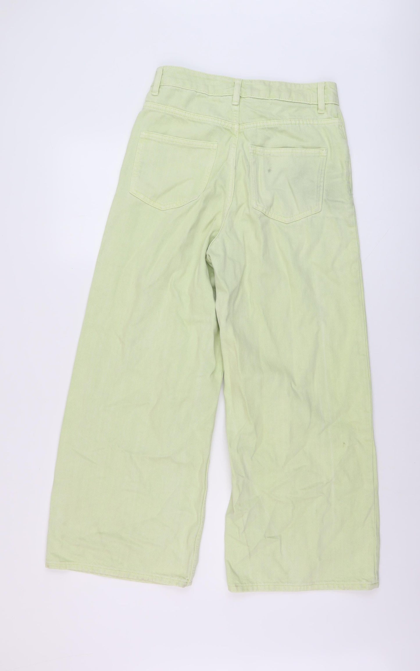 ASOS Womens Green Cotton Wide-Leg Jeans Size 26 in L25 in Regular Button