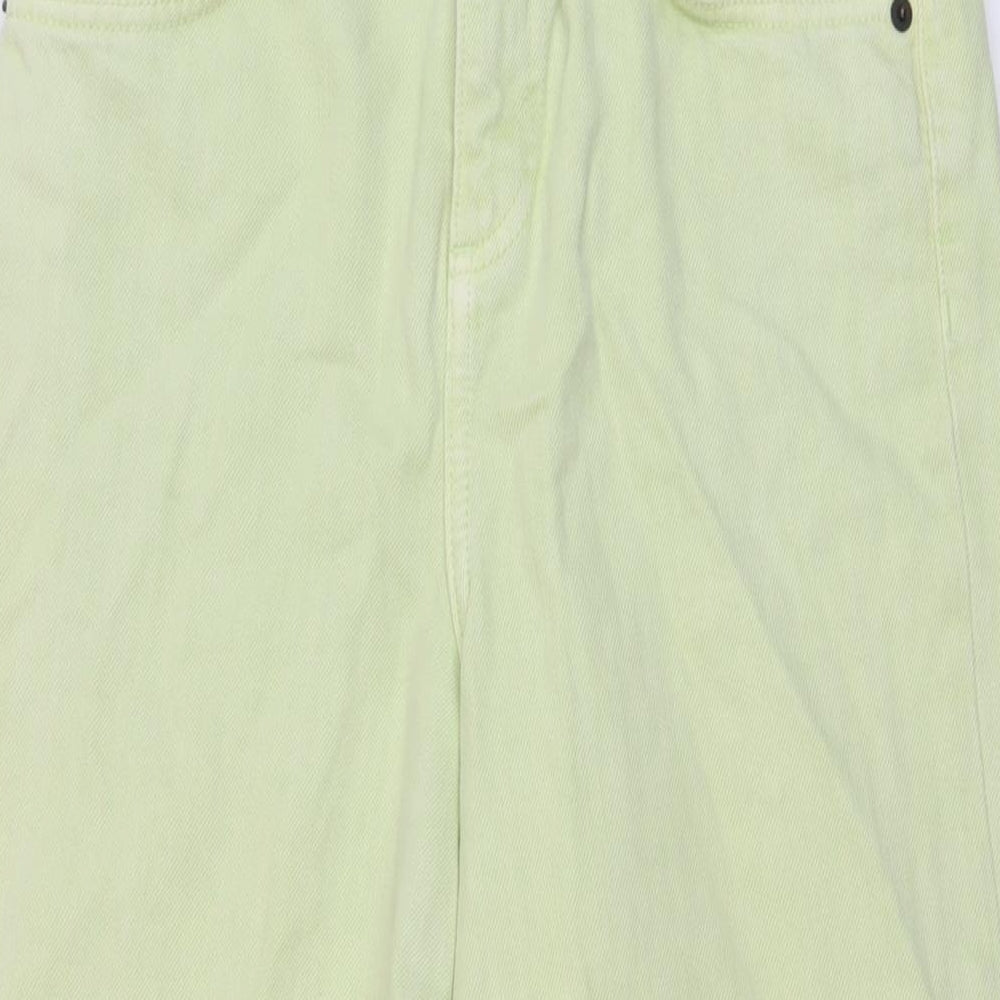 ASOS Womens Green Cotton Wide-Leg Jeans Size 26 in L25 in Regular Button