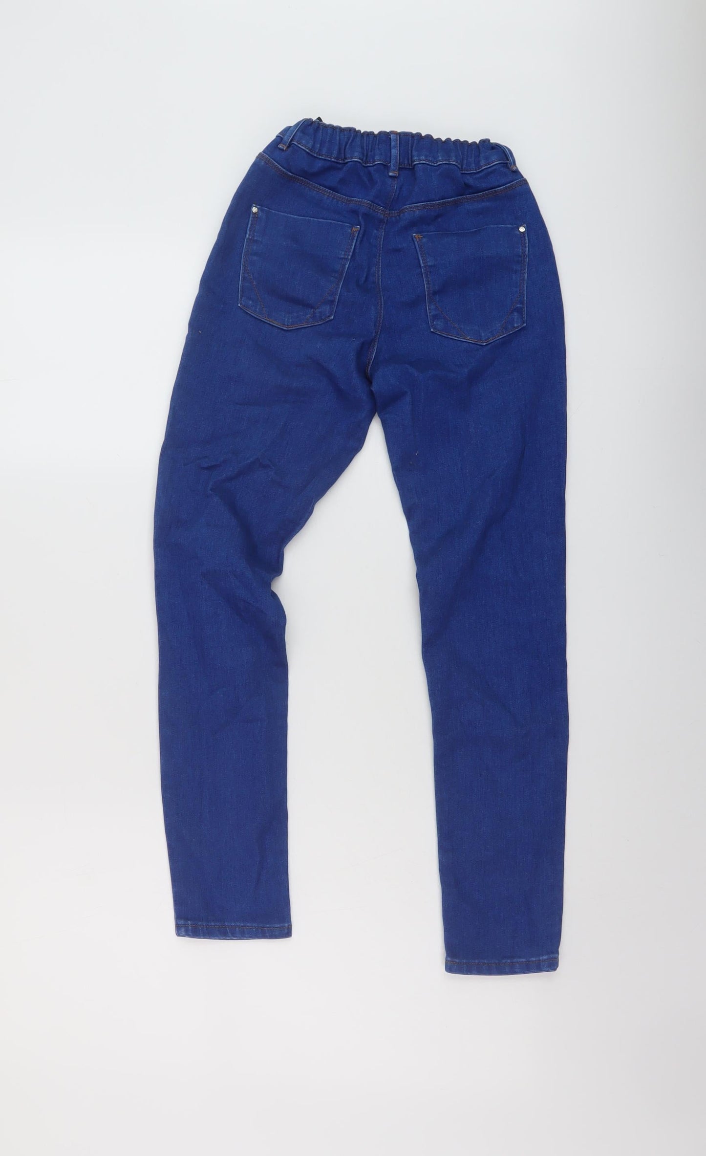 River Island Girls Blue Cotton Skinny Jeans Size 10 Years Regular Button