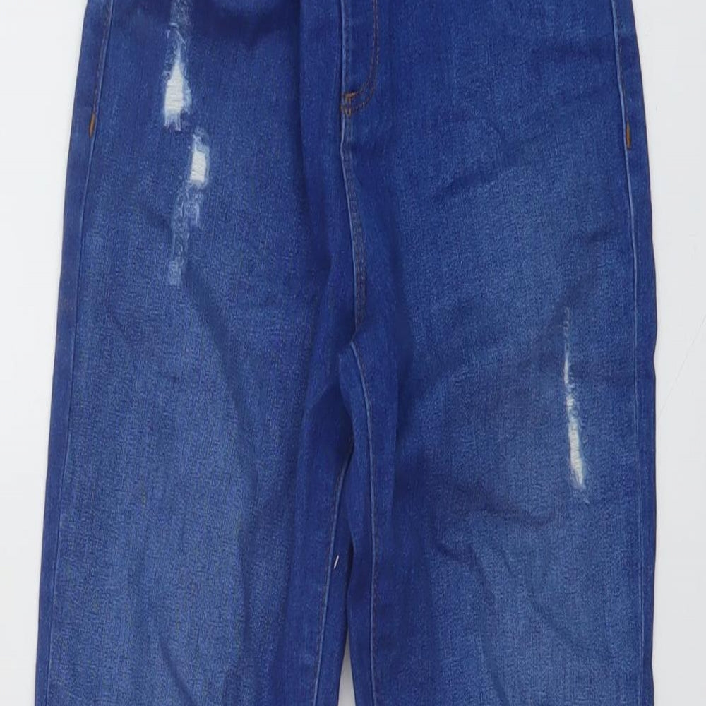 River Island Girls Blue Cotton Skinny Jeans Size 10 Years Regular Button