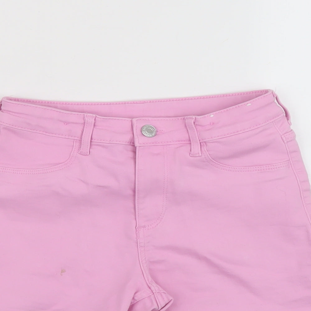 H&M Girls Purple Cotton Mom Shorts Size 10-11 Years Regular Zip