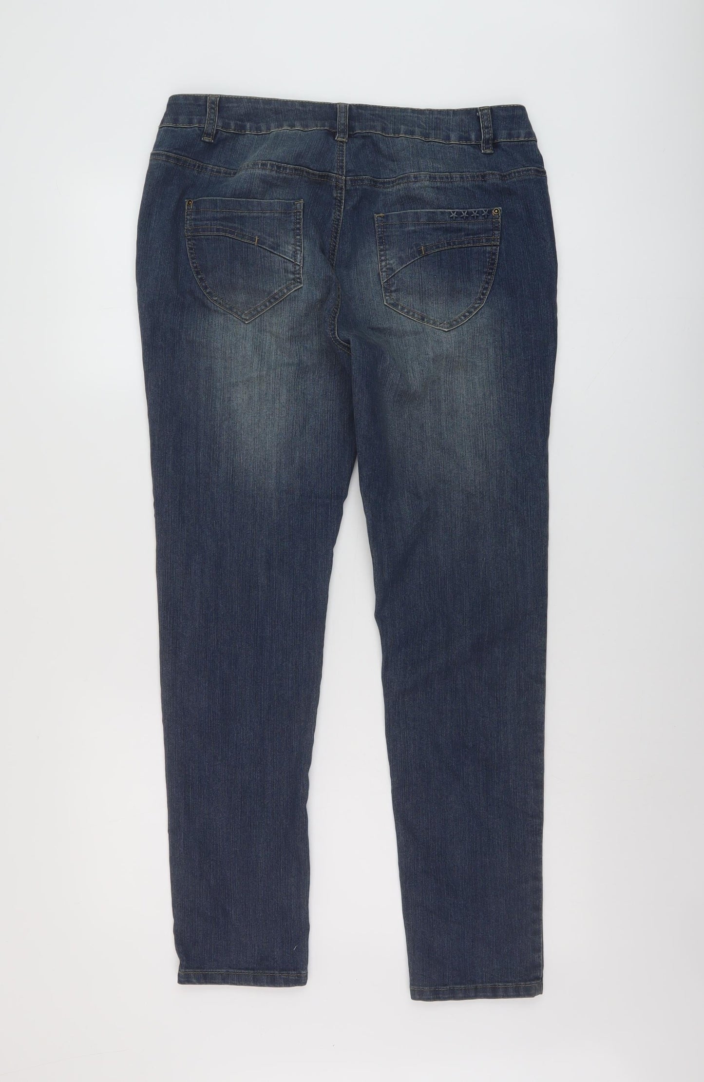 TU Womens Blue Cotton Skinny Jeans Size 14 L28 in Regular Button