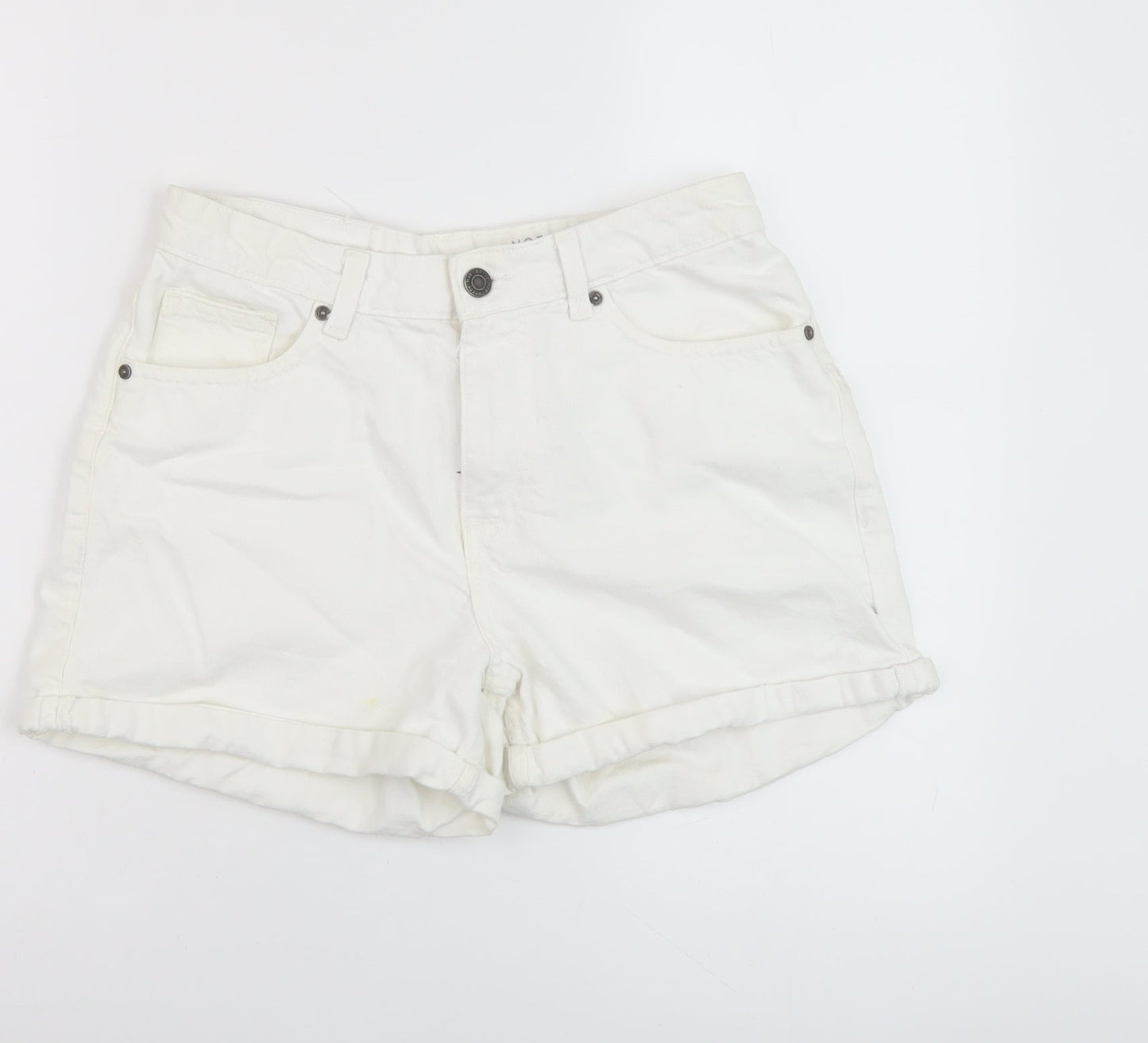 Noisy may Womens White Cotton Mom Shorts Size S L3 in Regular Button
