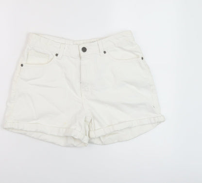 Noisy may Womens White Cotton Mom Shorts Size S L3 in Regular Button